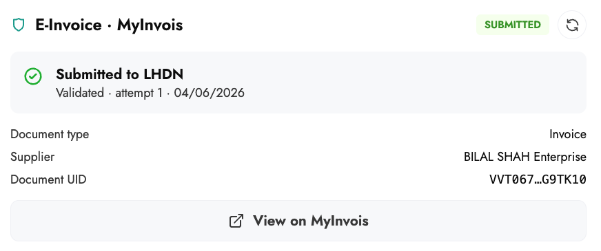 EazyClinic e-invoice validation and submission to MyInvois