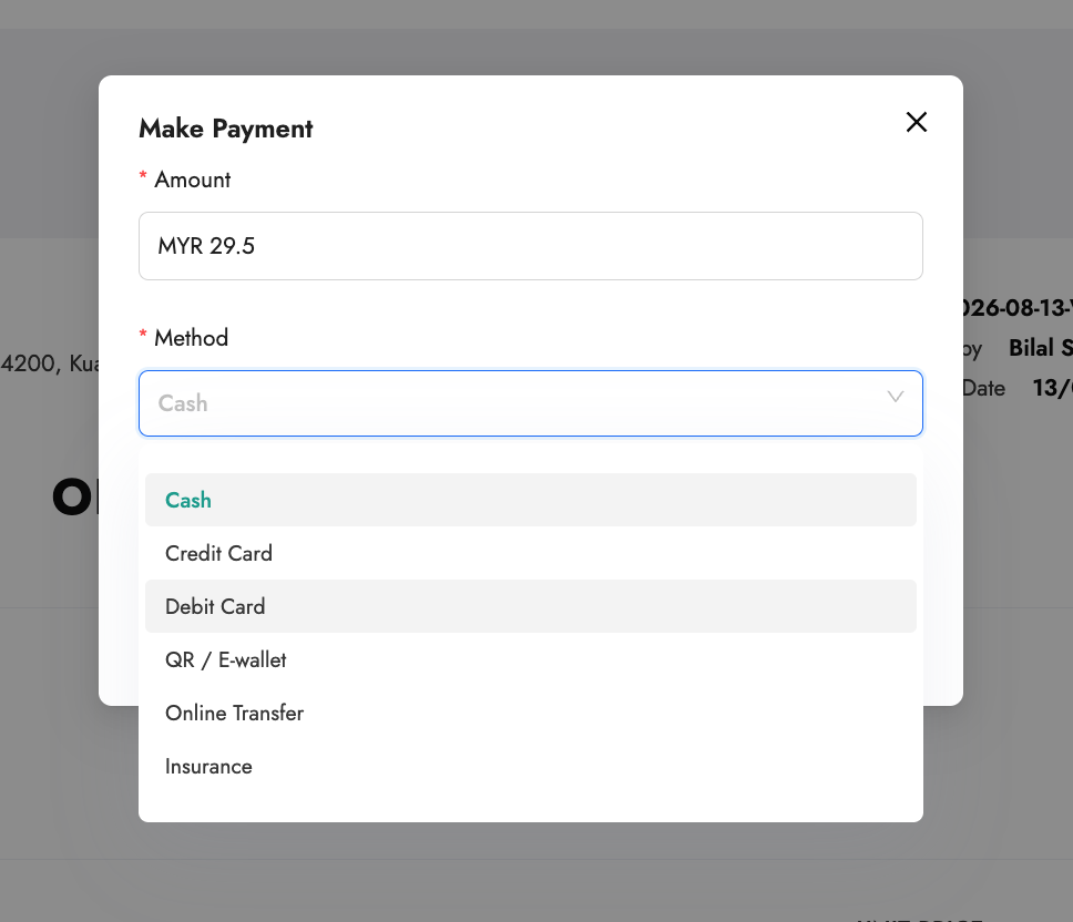 Payment entry with payment-method options